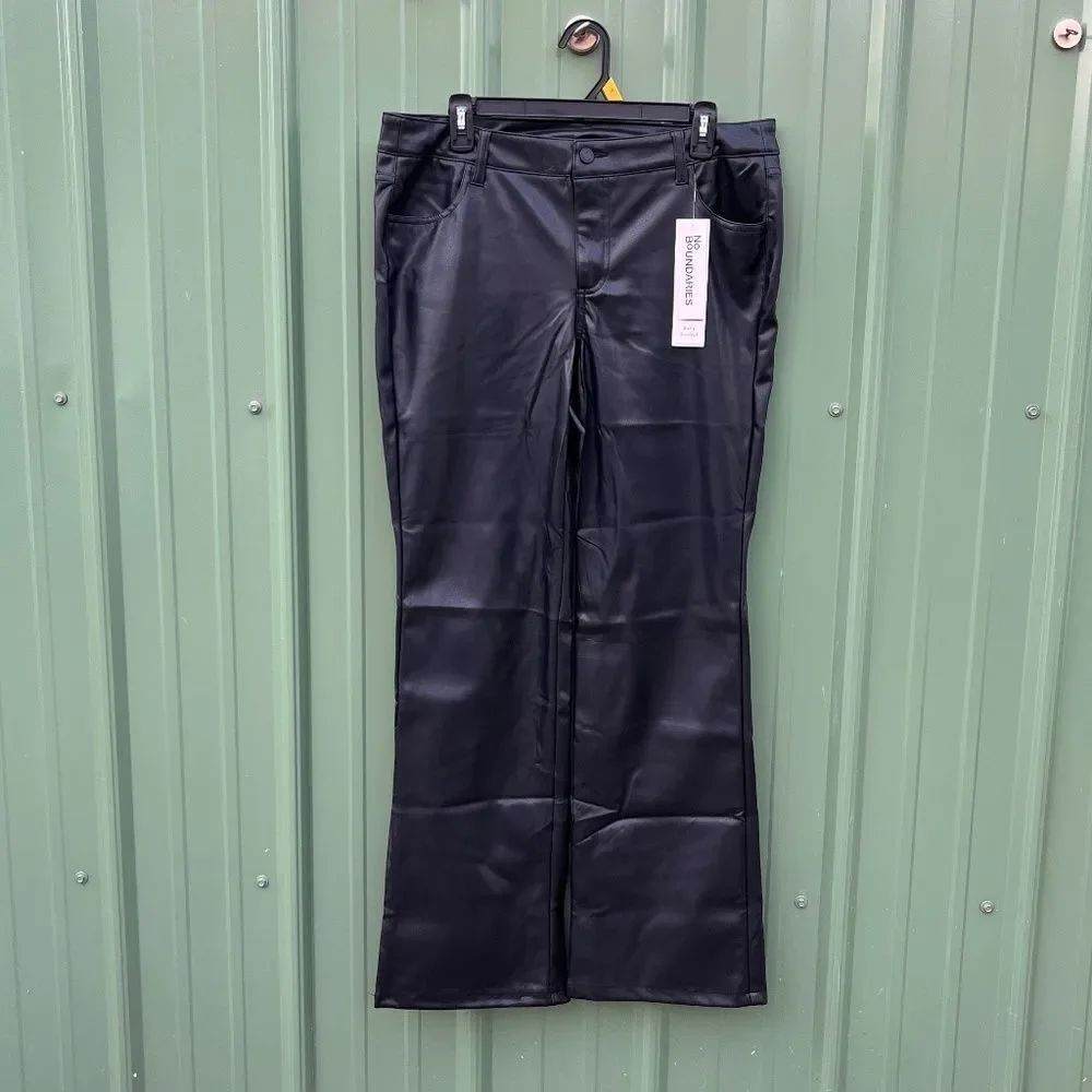 Faux Leather Black Baby Bootcut Pants Size 14